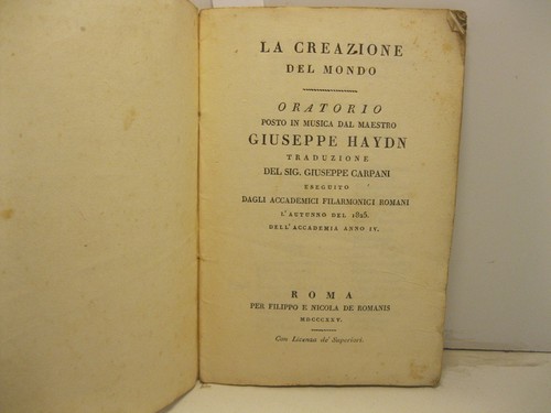 Haydn giuseppe creazione - haydn, la
